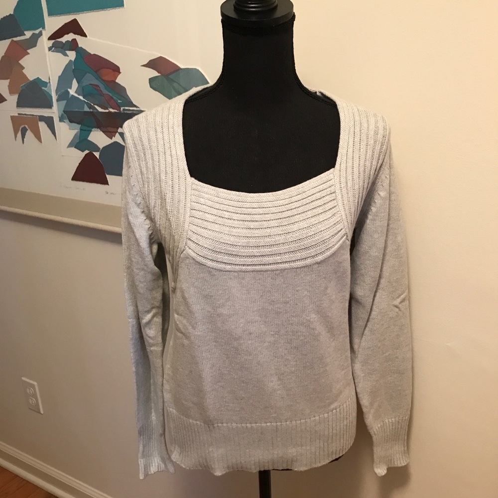 Chadwicks Pullover Knit Sweater Scoop Neck Neutral Light Gray Size S